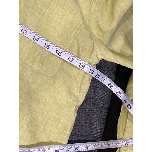 Tommy Bahama Bright Green Linen Long Sleeve Button Down Blouse - Picture 8 of 10